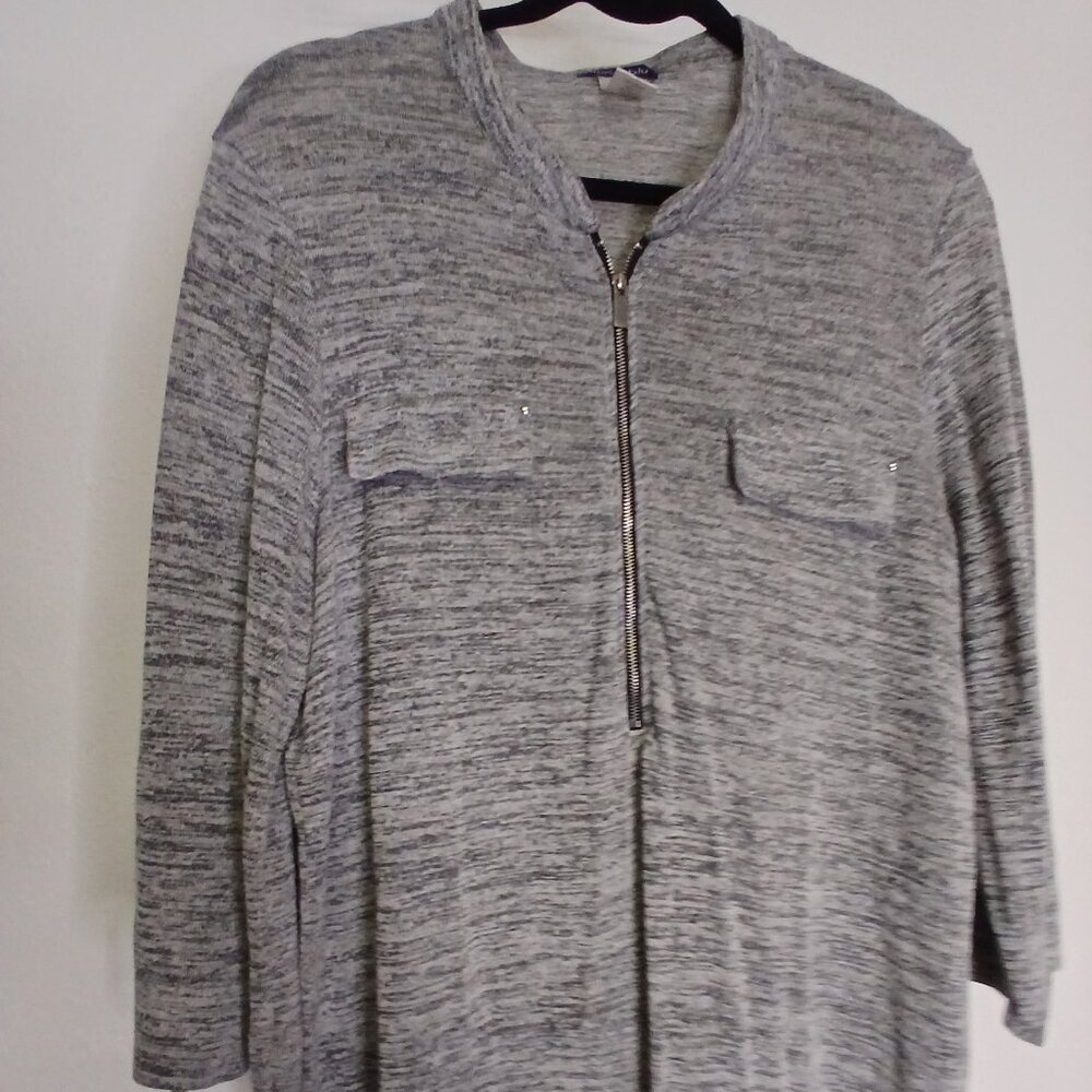 Olivia Blu - Grey Pullover Zip Up Xl